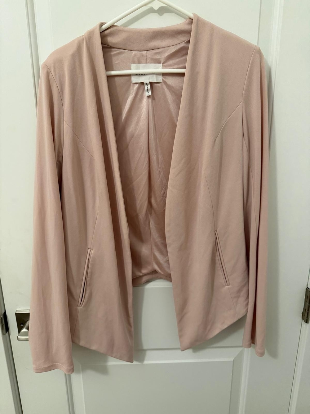 BCBGeneration Open-Front Blazer in Blush Pink
